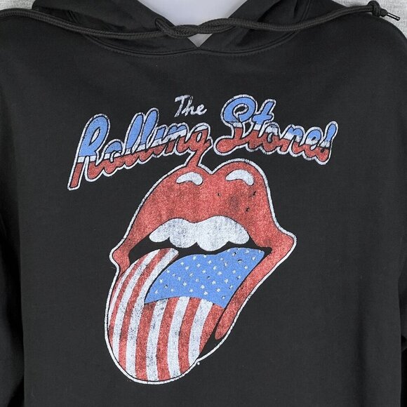 The Rolling Stones NWT Black Hoodie M American Flag Tongue Graphic Street Wear - Picture 3 of 11